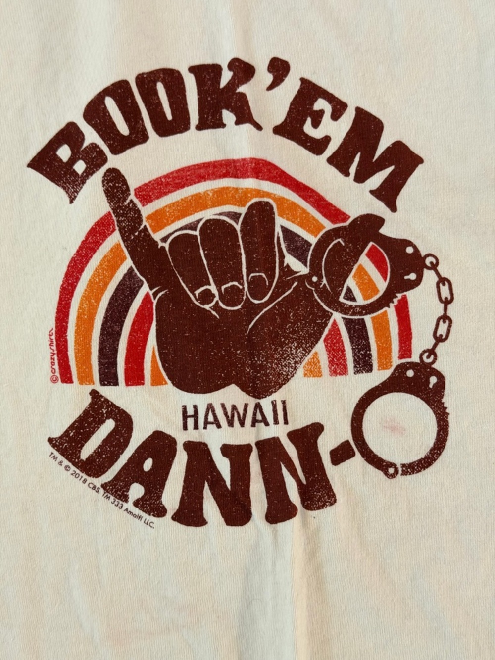 100% Cotton Coconut Dyed Crewneck Tee - Taupe Print on Cream